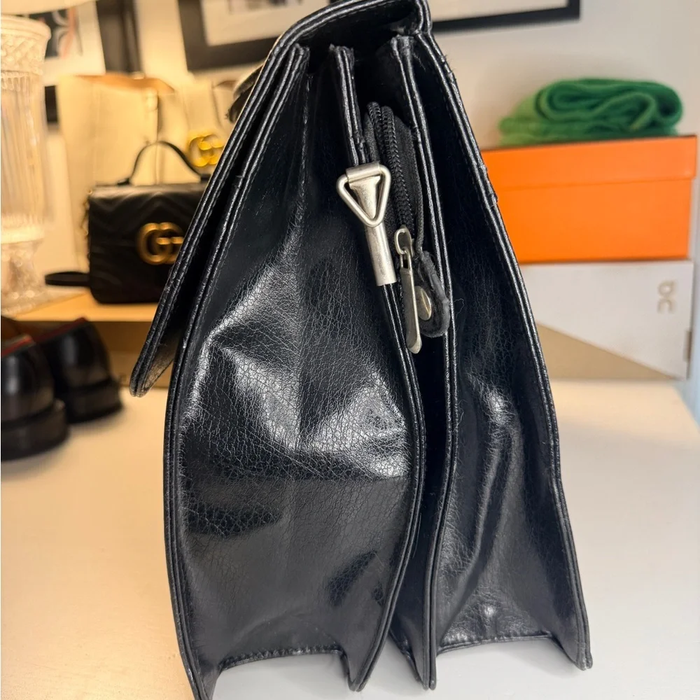 Prada Black Leather Men's Briefcase